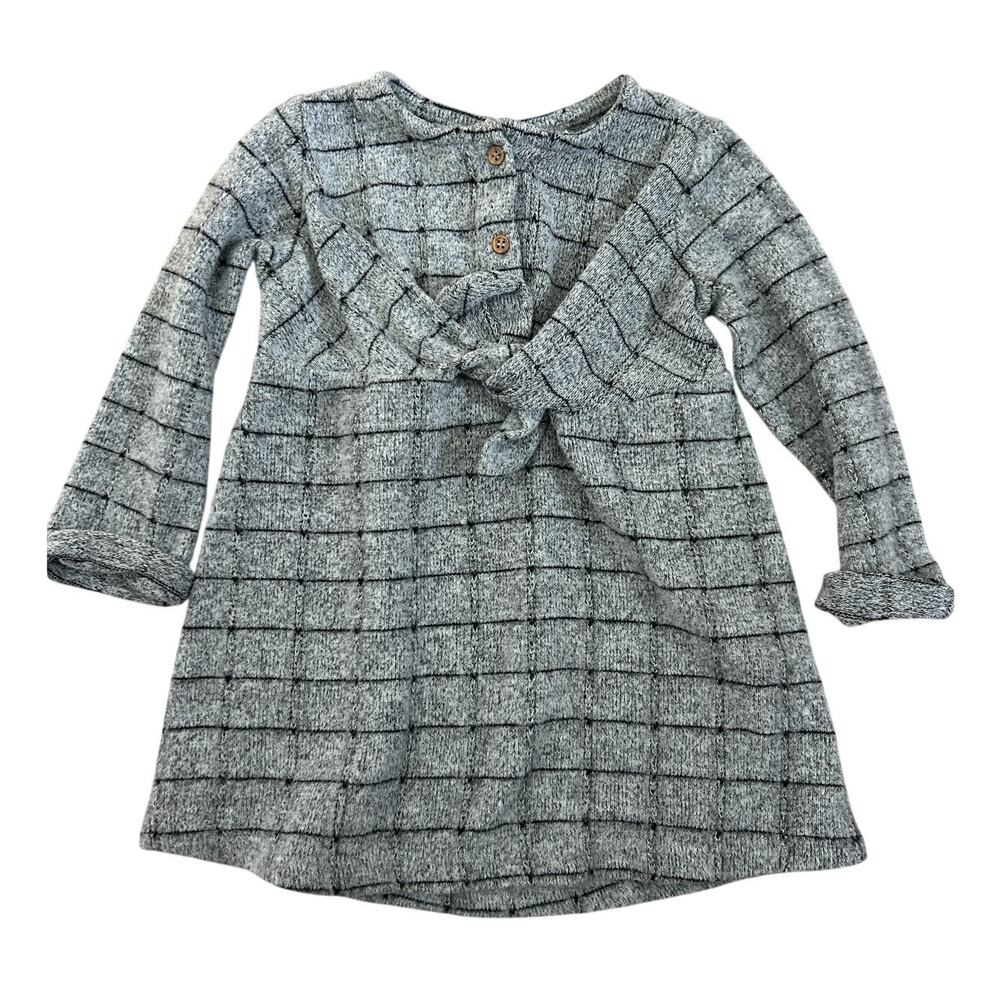 Zara Baby Girl 12-18 months Gray Knit Sweater Dress